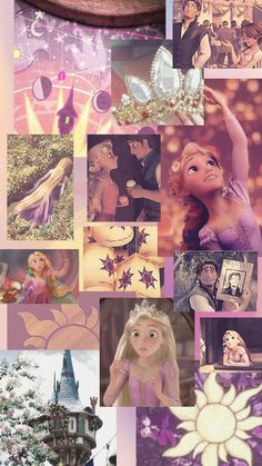 the collage has many pictures of princesses and their names on it, as well as some other things