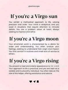 a pink background with black and white text that says if you're a virgo sun