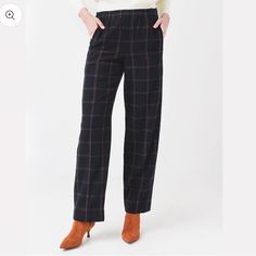 Brand New Flannel Pant White Linen Trousers, Relaxed Trousers, Ankle Dress Pants, Striped Wide Leg Pants, Flannel Pants, Pale Orange, Linen Blend Pants, Flannel Women, Orange Plaid