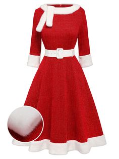 Christmas Dress Outfit, Velvet Pencil Dress, Belted Long Dress, Style Vert, Retro Stage, Vestidos Retro, Red Christmas Dress, Quarter Sleeve Dress