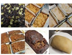 several pictures of different baked goods including bread, cake and muffins are shown in this collage