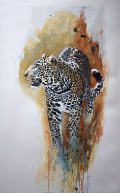 a painting of a leopard on a white background