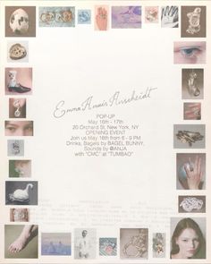 an advertisement for some kind of jewelry with many different pictures and words on the front