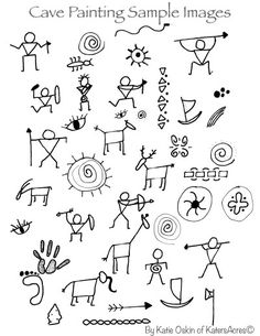 an image of some art work with the words cave painting sample images in black and white