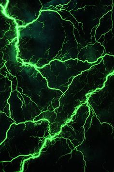 green and black lightning streaks in the night sky