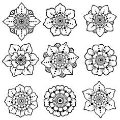 black and white flower designs on a white background stock photo, royalty - free image