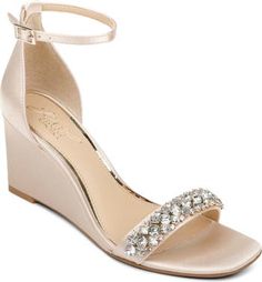 a women's wedged sandal with crystal embellishment