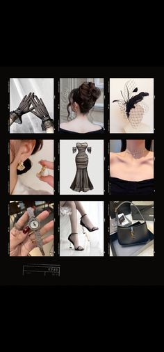 a collage of photos showing different styles of clothing and accessories