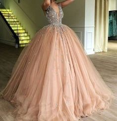 MC172,Luxury Champagne Beaded Long Prom Evening Dresses,Sweet 15 Ball Gown,Girl Formal Party Dress on Storenvy Quinceanera Champagne, Prom Dress Tulle, Dress Quinceanera, Beaded Party Dress, Pink Ball Gown, Dressy Dress, V Neck Prom Dresses, Tulle Evening Dress, Womens Prom Dresses