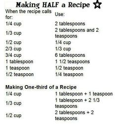 the recipe for making half a recipe