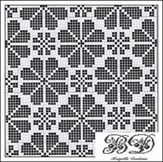 a black and white cross stitch pattern with squares in the shape of hearts on it