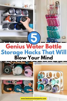 5 Water Bottle Storage Ideas for Your Home 6 Sports Bottle Storage Ideas, Store Water Bottles Ideas, Diy Water Bottle Holder Storage Ideas, Tumbler Storage Ideas, Water Bottle Storage Ideas, Bottle Storage Ideas, Propel Water, Water Bottle Storage Rack, Coffee Cup Storage