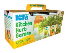 the back to roots kitchen herb garden kit is in its box and ready to be opened