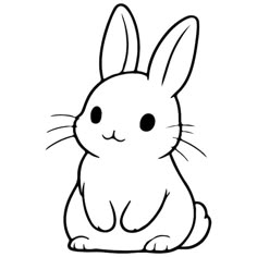 a cartoon bunny sitting down with its eyes closed and ears wide open, looking to the side