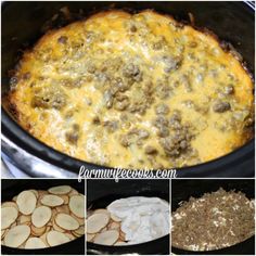 the steps to make an easy crock pot casserole with ground beef and cheese