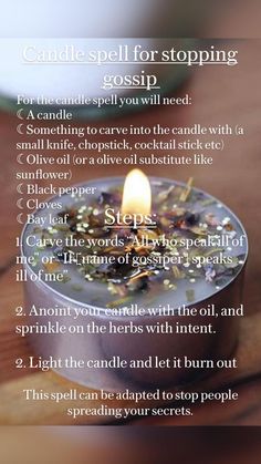 Candle spell for stopping gossip in 2022 | Candle spells, Candle magic, Candle magic spells Wicca Recipes, Simple Candle, Spells Magic, Magic Candle, Witchcraft Spells For Beginners