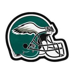 the philadelphia eagles logo is shown in green and white, with an eagle's helmet on