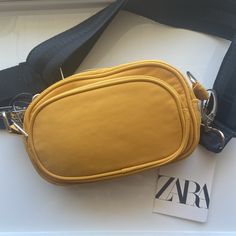 Zara Gold Yellow Mustard Purse Pouch Fanny Pack Bag Adjustable Removable Strap New With Tags Color Pink Zara Gold, Pack Bag, Zara Bags, Yellow Mustard, Purse Pouch, Bagpack, Gold Yellow, Fanny Pack, Mustard