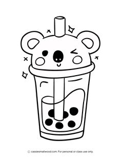 koala boba coloring page free printable pdf Easy Boba Drawings, Milk Tea Drawing, Boba Tea Art Drawing, Boba Tea Drawing, Boba Drawing, Boba Tea Drawing Cute, Boba Tea Doodle, Bobba Tea Drawings