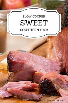 slow cooker sweet southern ham on a cutting board