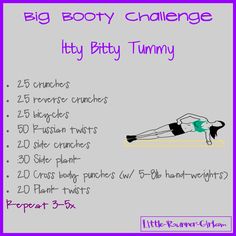 Big Booty Challenge! BBC Itty bitty tummy Side Crunches, Tummy Workout, Hip Flexors, Healthy Diet Tips, Flat Tummy, Yoga Routine, Getting Fit, Lose Body Fat, I Work Out