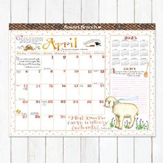 a calendar with an image of a sheep on it and the words,'april 2012 '