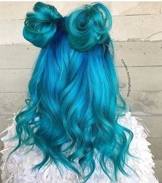 Teal Hair Ideas, Short Blue Hair, Ocean Hair, Pulp Riot Hair Color, 40k Followers, Teal Hair, Space Buns