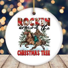 Vintage Western Theme Rockin Around the Christmas Tree Ornament Vintage Western Christmas, Old Fashioned Decor, Rockin Around The Christmas Tree, Cowboy Rodeo, Packing Slip, Western Christmas, Western Theme, Bubble Mailer, Christmas Decoration Items