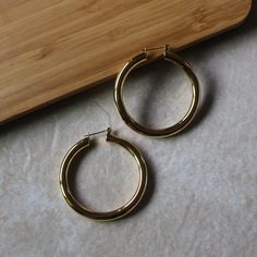 Eliza Large Thick Hoop Earrings Thick Hoop Earrings, Jewelry Safe, Large Hoop Earrings, Gold Hoops, Gold Vermeil, Sensitive Skin, 18k Gold, Hoop Earrings, Stainless Steel