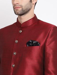 VASTRAMAY Men's Maroon Silk Blend Jodhpuri This elegant Jodhpuri in maroon silk blend is perfect for formal occasions, adding a touch of sophistication and style to your ensemble. Key Features Color: Maroon Material: Silk Blend Design: Jodhpuri Style Occasion: Formal Fit: Regular Specifications Brand: VASTRAMAY Color: Maroon Size Options: S, M, L, XL, XXL Closure Type: Buttoned Pattern: Solid Material & Care This Jodhpuri is made from a high-quality silk blend fabric. To ensure longevity, dry cl Maroon Fabric, Maroon Top, Wedding Festivities, Formal Party, Top Fabric, Waist Length, Fabric Art, Black Silk, Full Sleeve