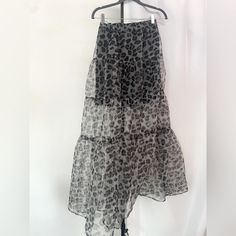 Sheer Animal Print Maxi Skirt From Zara In Size Xs. Never Worn. No Tags. Gray Flowy Maxi Skirt For Summer, Zara Casual Tiered Maxi Skirt, Casual Gray Tiered Skirt, Animal Print Maxi Skirt, Print Maxi Skirt, Zara Skirts, Printed Maxi Skirts, Printed Maxi, Black Gray