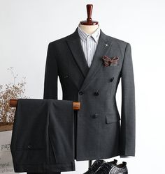 Shape: Slim,Regular,Loose Jacket Pant Button: Double Breasted Occasion: Business Neckline: Peaked Lapel Material: Polyester & Polyester Blend Pattern: Plaid Piece: 2 Piece Pocket: With Flap Loose Jacket, Prom Suits, Peak Lapel, Men’s Suits, Black Plaid, Wedding Suits, Double Breasted, 2 Piece, Jay