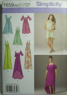 a woman's dress and top sewing pattern in two lengths, including one size