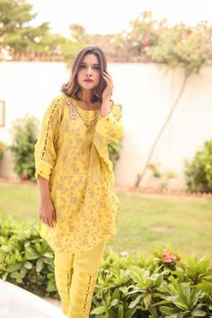 Radiate Happiness, Primrose Yellow, Yellow Dresses, Shirt Pant, Kurti Design, Pakistani Wedding Dresses, Embroidered Fabric, Pakistani Wedding, Kurti Designs