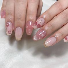 Nailart Ideas Simple, Nail Ideas Kawaii, Kawaii Gel Nails, Japanese Nail Art Kawaii, Asian Nails, Minimal Nails