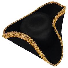 Colonial Tricorn Hat Halloween Revolutionary War Costume Pirate Hat Men Adult Polyester Spot clean as needed Material: Our tricorn hat is made of 100% polyester for required durability and longevity. Universal Fit: This pirate costume hat is lightweight, sturdy and offers a great fit. One size fits most teens and adult heads. Realistic Look: Black suede-like finish and beautiful golden lace make it look like a real pirate hat. Versatile: This hat is the perfect top off a piece for a pirate, Captain Jack Sparrow, colonial, Blackbeard outfits Tricorn Hat, Black Pirate, Halloween Hat, Pirate Hat, Pirate Hats, Halloween Hats, Pirate Costume, Costume Hats, Costume Shop