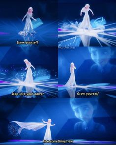 frozen princesses are dancing on stage with their arms spread out