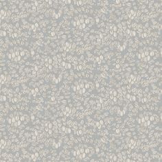 a gray and white wallpaper with small leaves on the top, in an ornate pattern