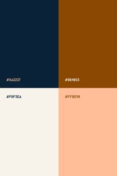 the color scheme is different shades of brown, blue, and orange with words on them