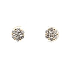 0.75 Ct Round Brilliant Diamond Stud Earrings in Yellow Gold Add some sparkle to your everyday look with these modern diamond cluster stud earrings. Crafted in 14 karat yellow gold, these earrings feature round brilliant cut natural diamonds, weighing .75 carats. These versatile earrings are perfect for everyday wear, making them a must-have addition to your jewelry collection. PRIMARY STONE Stone: Natural Diamond Shape: Round Diamond Color: G/H Clarity: SI1 Weight: .75 ct Measurements: 2.3 mm = .053 ct (14) CHARACTERISTICS Measurements: 7 mm in length and width Era: Modern Composition: 14 Karat Yellow Gold Total Diamond Weight: .75 ct Total Gram Weight: 1.35 g Inscription: 14k -- ALL PIECES ARE SUBJECT TO PRIOR SALE DUE TO HAVING A RETAIL LOCATION. -- 30-DAY RETURN POLICY FREE SHIPPING TO Yellow Gold Cluster Diamond Earrings With Brilliant Cut, Cluster Yellow Gold Diamond Earrings For Anniversary, Yellow Gold Cluster Earrings With Brilliant Cut, Brilliant Cut Cluster Earrings In Yellow Gold, Formal Round Single Cut Diamond Cluster Earrings, 14k Gold Cluster Diamond Earrings For Anniversary, Classic Gold Cluster Earrings With Single Cut Diamonds, Yellow Gold Cluster Diamond Earrings With Vvs Clarity, Classic Cluster Earrings With Single Cut Diamonds