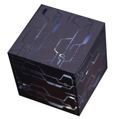 a black box with silver lines on it