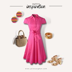 Embracing the summer vibes with this delightful pink midi dress and accessories! 💕🌸 The fun beaded earrings add a playful touch, while the straw purse gives a hint of boho chic. Completing the look with trendy block rattan heels for a stylish stride. Ready to rock the day in style! ✨🌞 #shopjolievaughan #SummerVibes #PrettyInPink #AccessorizeAllDay #EffortlesslyChic" Comfy Maxi Dress, Dress And Accessories, Straw Purse, Summer Outfit Ideas, Summer Fashion Trends, Pink Midi Dress