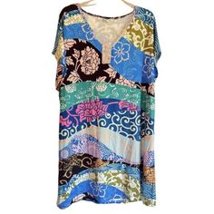 Sakurafina Midi Dress 3XL Floral Print Short Sleeve Shift  Pullover Scoop Neck  | eBay Casual Multicolor V-neck Tunic, Casual Multicolor Short Sleeve Tunic, Multicolor Floral Print Short Sleeve Tunic, Midi Shift Dress, Floral Print Shorts, Dress Floral, Brands Outlet, Shift Dress, Scoop Neck