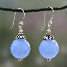 Artisan Crafted Blue Chalcedony and Sterling Silver Earrings - Sky Allure | NOVICA