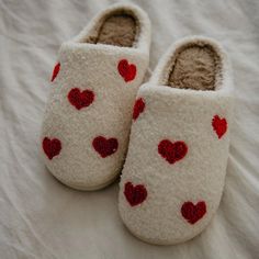 repeat red fuzzy heart slippers Heart Slippers, Faux Fur Top, Fur Top, Slide Slippers, Winter Slippers, Slippers Pattern, Fuzzy Slippers, Red Hearts, Round Toe Heels