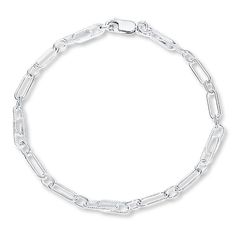 This sterling silver open link anklet has a polished finish. The 10-inch anklet fastens with a lobster clasp. Hammered Silver Jewelry, Silver Ankle Bracelet, Jewelry Advice, Necklace For Girlfriend, Nameplate Necklace, White Bracelets, 925 Silver Jewelry, Anklet Jewelry, Your Mom