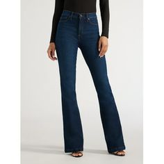 SOFIA VERGARA MELISA FLARE JEAN Size: 2.  Color: Blue.  Gender: female.  Age Group: adult. Cowboy Carter, Walmart Outfits, Chic Outfits Classy, Women's Plus Size Jeans, Womens Flare Jeans, Plain White Tee, Retro Graphic Tees, Sofia Vergara, Flare Leg Jeans