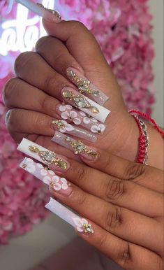 Baddie Nails Acrylic 3d Flowers, Long Square Acrylic Nails With Diamonds Pink, Libra Birthday Nails Design Long, Xl Long Acrylic Nails Butterfly, Xxl Long Acrylic Nails Pink, Future Nails, Home Nail Salon, Baddie Nails