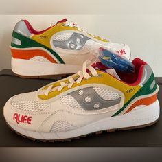 White / Yellow / Red Saucony Shoes, Mens Shoes Sneakers, Yellow White, Red White, Red And White, Men's Shoes, Shoes Sneakers, Size 12, Man Shop