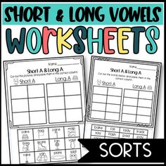 short and long voiels worksheets for students to use in the classroom